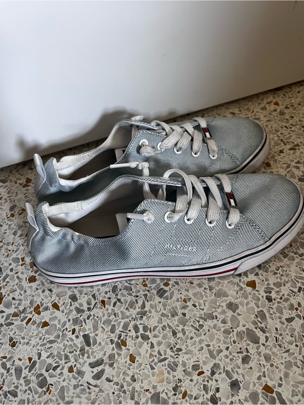 Hilfiger Light Blue Striped Cotton Sneakers